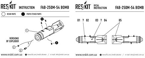 Reskit RS48-0094 - 1/48 – FAB-250М-54 Bomba (4 db) Gyanta Részlet Modell