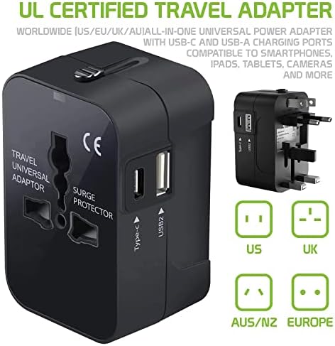 Utazási USB Plus Nemzetközi Adapter Kompatibilis Asus FonePad 7 FE170CG a Világszerte Teljesítmény, 3 USB-Eszközök c típus, USB-A Közötti Utazás