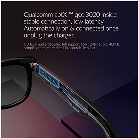 VPSN Okos Szemüveg, Vezeték nélküli Bluetooth-5.0 kihangosított Hívások Apt-X High Definition Audio Nyitott Fül Anti-Kék Lencse Okos Napszemüveg