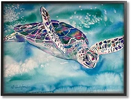 Stupell Iparágak Tengeri Teknős Úszott Óceán Víz Hüllő Akvarell, Design by MB Cunningham