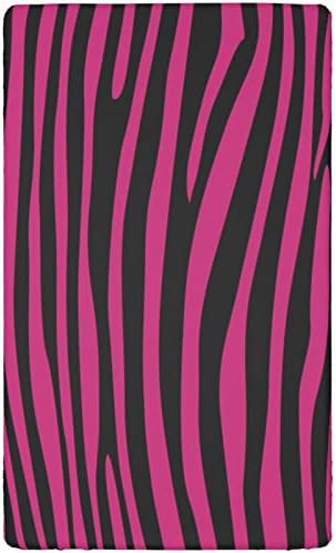 Pink Zebra Témájú Felszerelt Mini Kiságy, Ágynemű,Hordozható Mini Kiságy, Ágynemű Puha Kisgyermek Matrac Lapra Szerelve, Baba