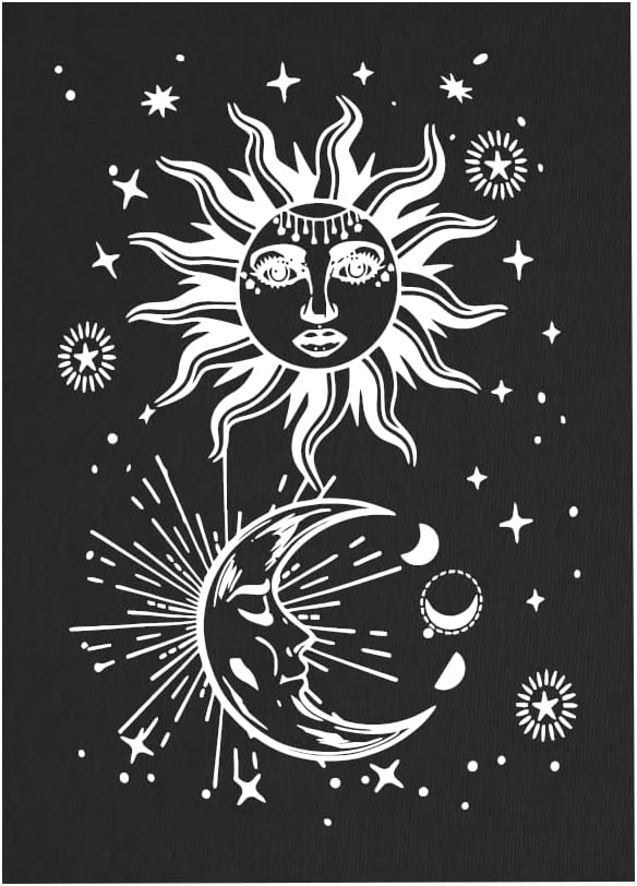 Sun & Moon Vászon Nyomtatás/Vissza Patch - Grunge Hippi Ötágú Gótikus Gót Okkult Pentagram Csillag Lelki Szent Természet Szimbóluma, A