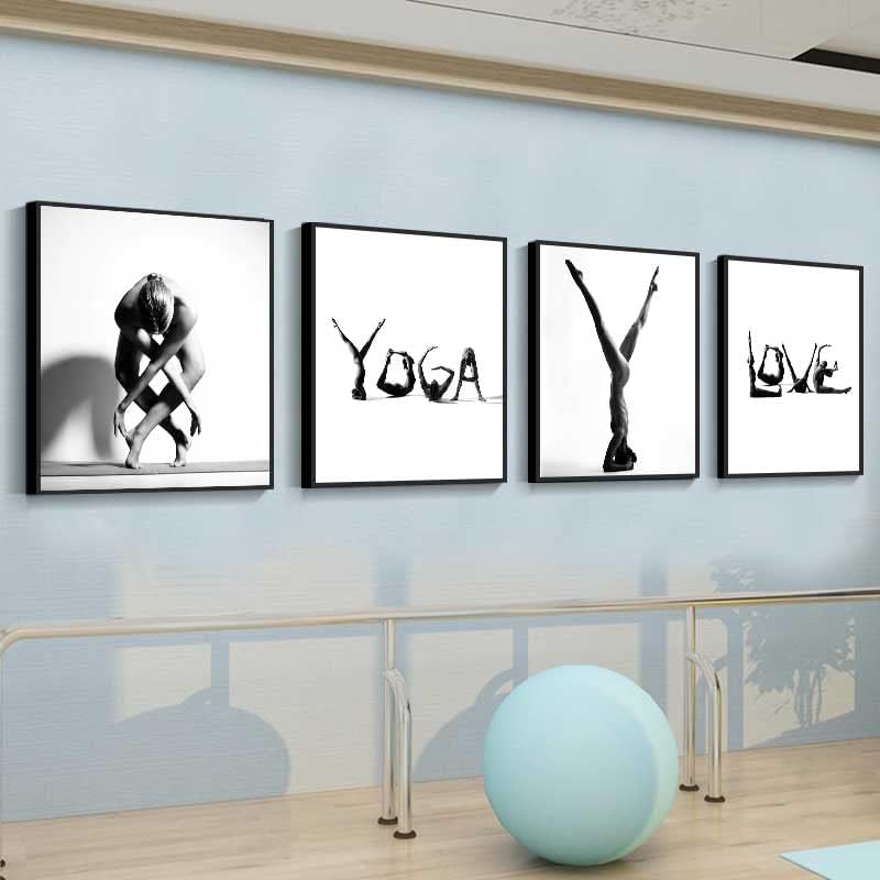 Jóga stúdió díszítő festés jóga szobában falra Pilates alakformáló body style falon festmény kis ember ábra fal painting2 (C,12x18inchUnframed-Nem