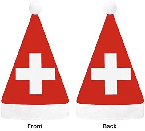 Svájc Zászló Karácsonyi Kalap Mikulás Kalap, Rövid Plüss Fehér Bilincs a Férfiak a Nők Karácsonyi Ünnepi Parti Dekoráció