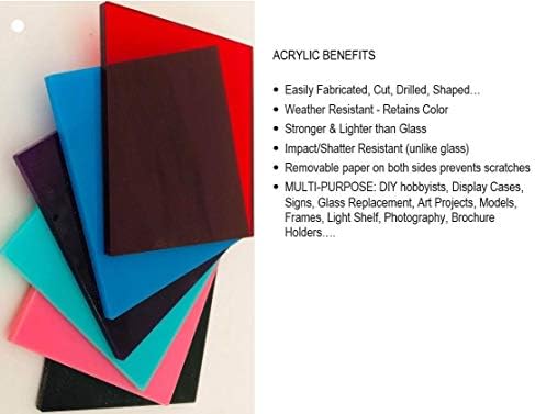 3 Csomag Szín Öntött Akril, Plexi Lap 1/8 Vastag (3mm) Könnyen vágható Műanyag, Plexi Üveg Védő Papír Jeleit, DIY Kijelző Projektek, Kézműves,