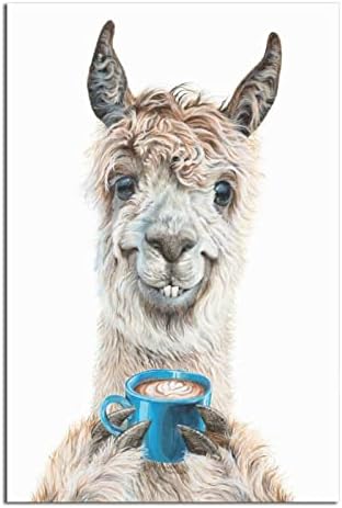 XCSW Holly Simental Poszter Kávé Állatok Láma Latte Vászon Művészet Plakát, Kép, Modern Irodai Családi szoba Dekoratív Plakátok Ajándék Fali