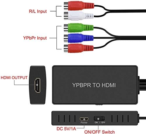 RuiPuo Női Komponens HDMI Átalakító YPbPr-HDMI Adapter Támogatja a 1080P/720P Kompatibilis DVD, Blu-ray Lejátszó, PS2, PS3, Xbox, hogy az