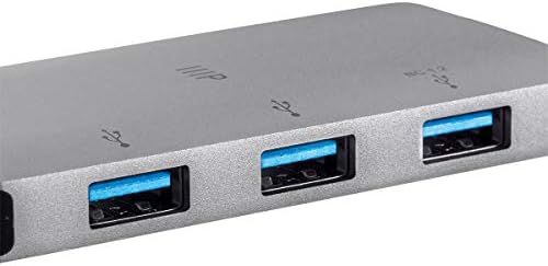 Monoprice USB-C 3 portos USB 3.0 Hub, majd a Gigabit Ethernet-Adapter - Fehér, Hordozható, Windows vagy Mac OS X Kompatibilis -
