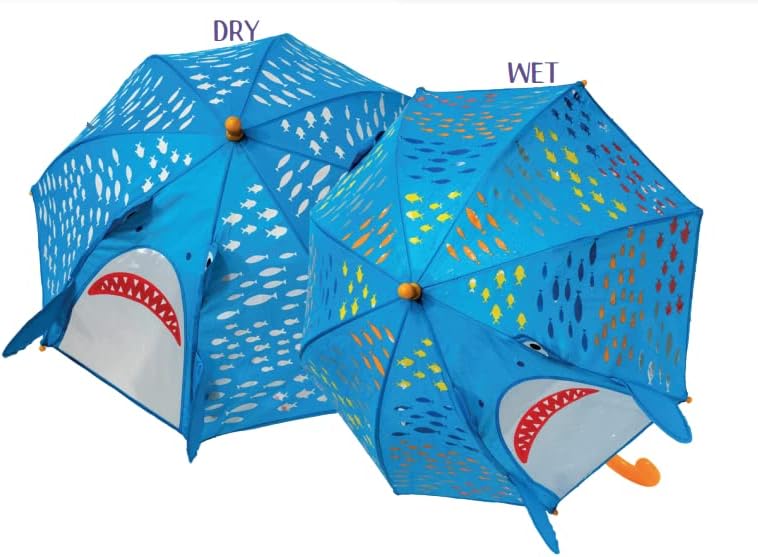 Floss & Rock 3D Színes Változó Cápa Design Gyerek Esernyő, 22 Hüvelykes, Kék