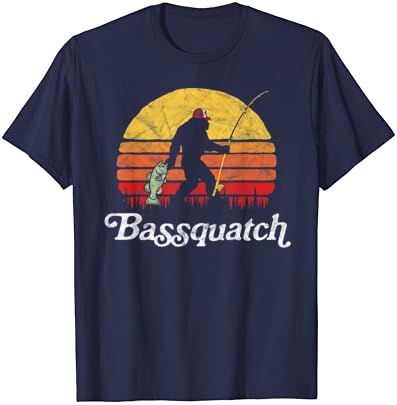 Bassquatch! Vicces Jeti Halászati Szabadtéri Retro Póló