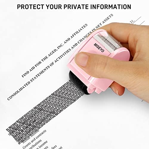 Miseyo Személyazonosság-Lopás elleni Védelem Roller Bélyegek（Rózsaszín）az Adatok Vonalkód ID Adatvédelmi 3 Csomag Utántöltő Tinta