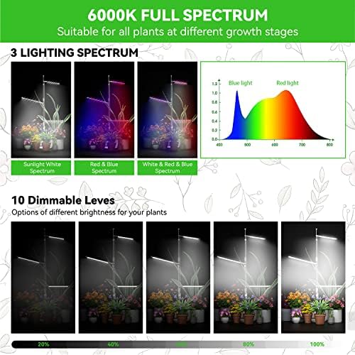 Nő LED világít szobanövények - 6000K Teljes Spektrumú Növény Lámpák Mag Kezdő - Időzítő, 3 Mód, 10 Szabályozható