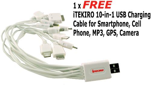 iTEKIRO Fali DC Autó Akkumulátor Töltő Készlet Panasonic DMW-CAC1EG + iTEKIRO 10-in-1 USB Töltő Kábel