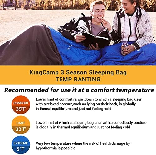KingCamp hálózsák Felnőttek számára, Téli | Flanel Bélelt 5℉ - 32℉ Extrém 3-4 Szezon Meleg&Hideg Időjárás Gyerekek Felnőtt hálózsák