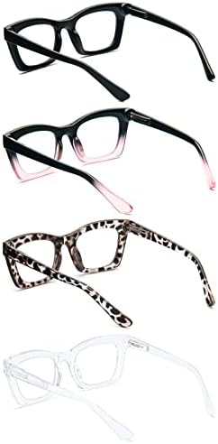 prtcslwd 4 Csomag Olvasó Szemüveg a Nők Oprah Stílus Túlméretezett Tér Rugós Zsanér Kék Fény Blokkoló Szemüveg