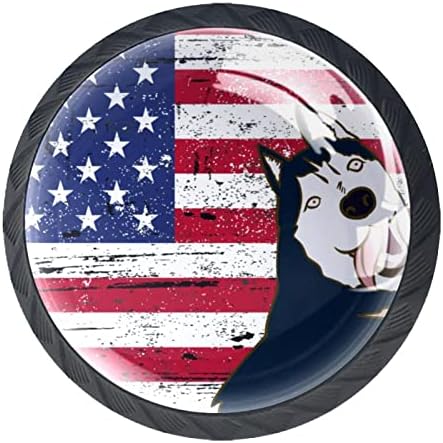 Szekrény Komód Fiókjában Gombok Amerikai Zászló Kutya Fekete Konyha Gombok Modern Felhívni Húzza, Gombok 4 Db 1.37×1.10 A