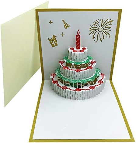3D felugró Szülinapi képeslapok Felmelegedés LED Születésnapi Torta Zene Boldog Szülinapot Kártya Képeslap Pop Up Kártyák Lézerrel