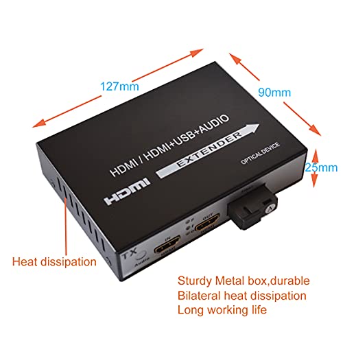 Primeda HDMI Extender Át Száloptikai Kábel Singlemode akár 12.4 km (20 km), 1080P HDMI Hosszabbító Adapter Repeater,Tömörítetlen.1 Adó,