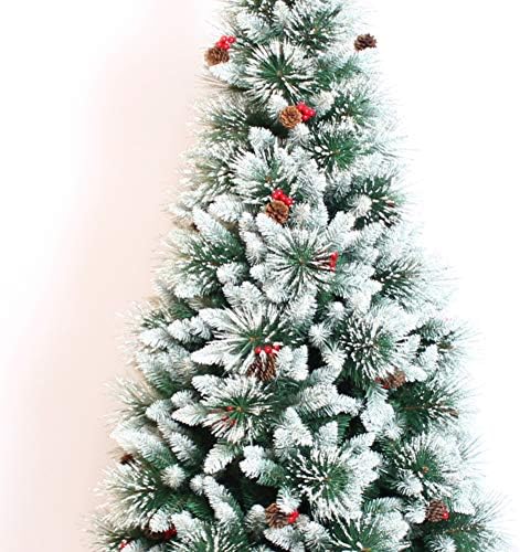 DULPLAY Prémium Havas Fenyő Mesterséges karácsonyfa, Csuklós, Fém Állvány Elegáns Karácsonyi Özönlöttek a Hó Világít Otthon Dekoráció-Zöld